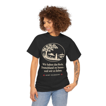 Unisex T-Shirt mit Zitat - Tucholsky - Wir haben das Recht Scherenschnitt – person-1