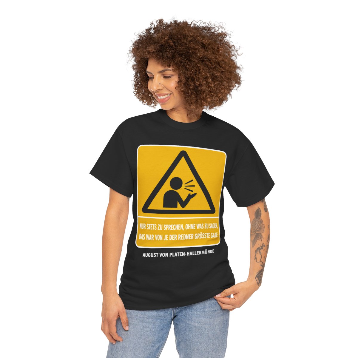 Unisex T-Shirt mit Zitat - Platen-Hallermünde - Nur stets zu sprechen – person-1