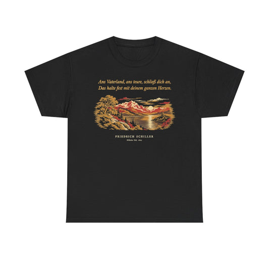 Unisex T-Shirt mit Zitat - Schiller - Ans Vaterland, ans teure, schließ dich an Nachtstück – front