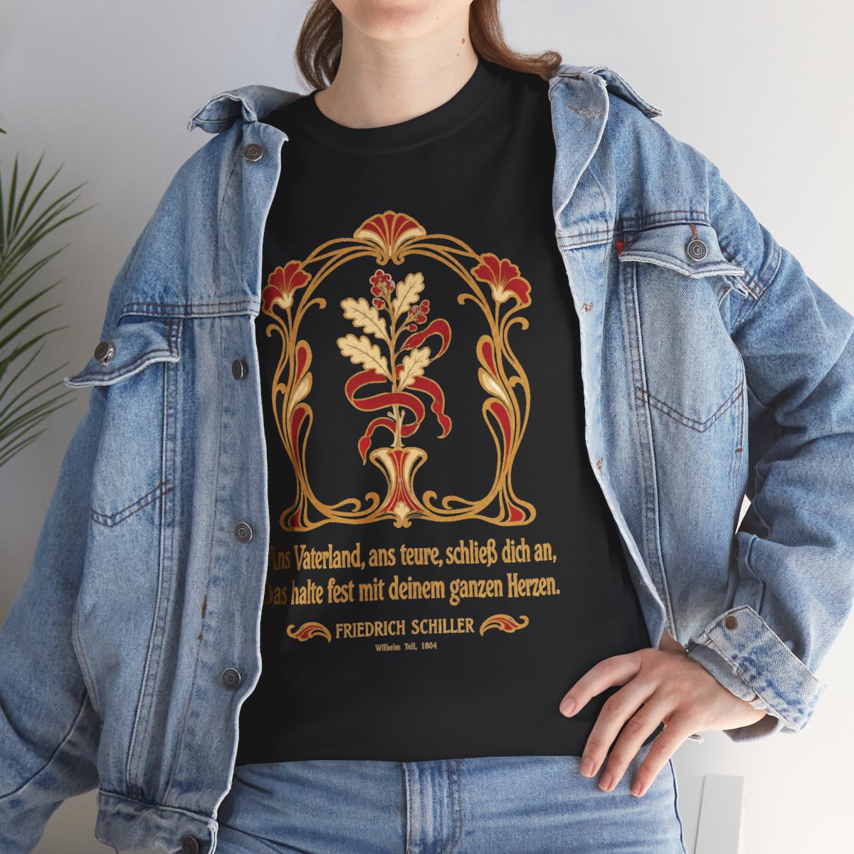 Unisex T-Shirt mit Zitat - Schiller - Ans Vaterland, ans teure, schließ dich an Jugendstil – lifestyle