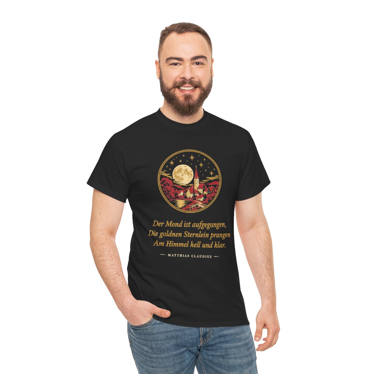 Unisex T-Shirt mit Zitat - Claudius - Der Mond ist aufgegangen – person-3