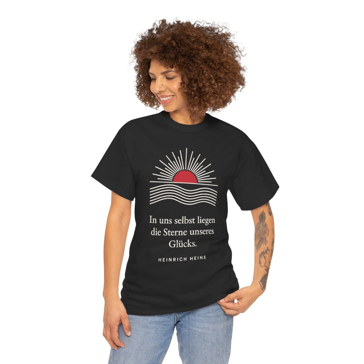 Unisex T-Shirt mit Zitat - Heine - In uns selbst liegen Linien – person-1