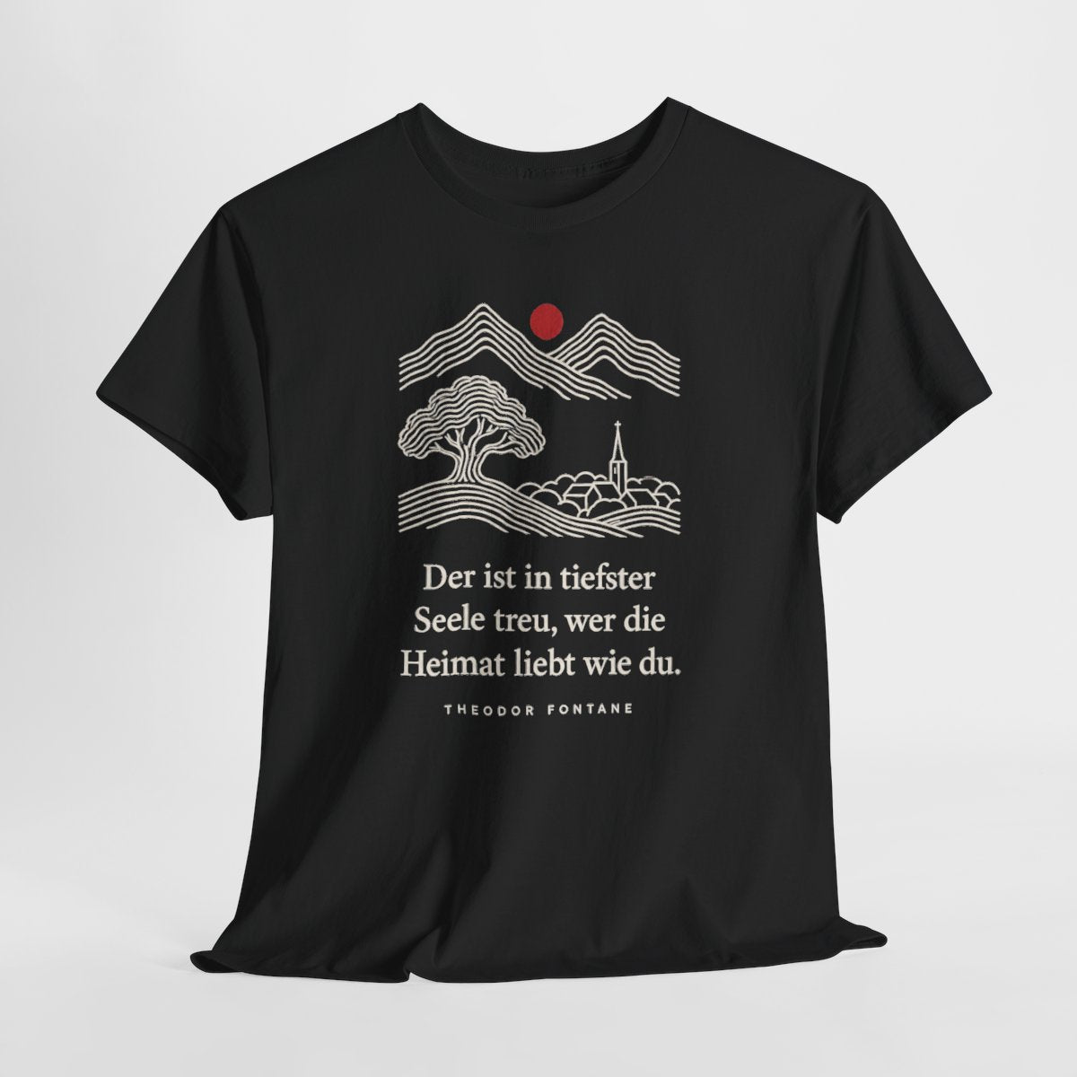 Unisex T-Shirt mit Zitat - Fontane - Wer die Heimat liebt – hanging-1