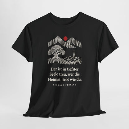 Unisex T-Shirt mit Zitat - Fontane - Wer die Heimat liebt – hanging-1