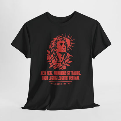 Unisex T-Shirt mit Zitat - Heine - Mein Herz, mein Herz ist traurig – hanging-1
