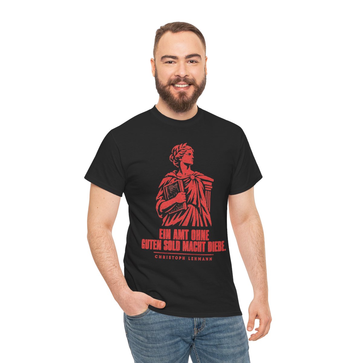 Unisex T-Shirt mit Zitat - Lehmann - Ein Amt ohne guten Sold macht Diebe Vintage – person-3