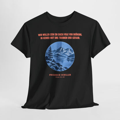 Unisex T-Shirt mit Zitat - Schiller - Wir wollen sein ein einzig – hanging-1
