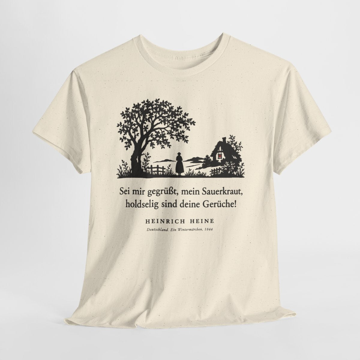 Unisex T-Shirt mit Zitat - Heine - Sei mir gegrüßt, mein Sauerkraut – hanging-1