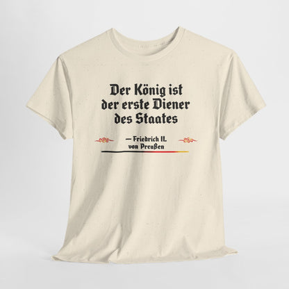 Unisex T-Shirt mit Zitat - Friedrich II. - Erster Diener des Staates – hanging-1
