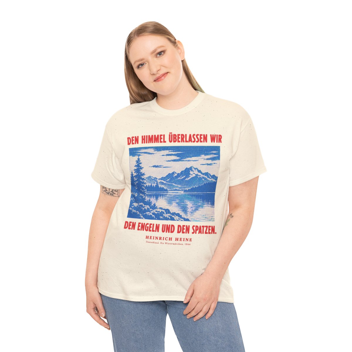 Unisex T-Shirt mit Zitat - Heine - Den Himmel überlassen wir – person-2
