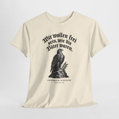 Unisex T-Shirt mit Zitat - Schiller - Wir wollen frei sein Gravur – hanging-1