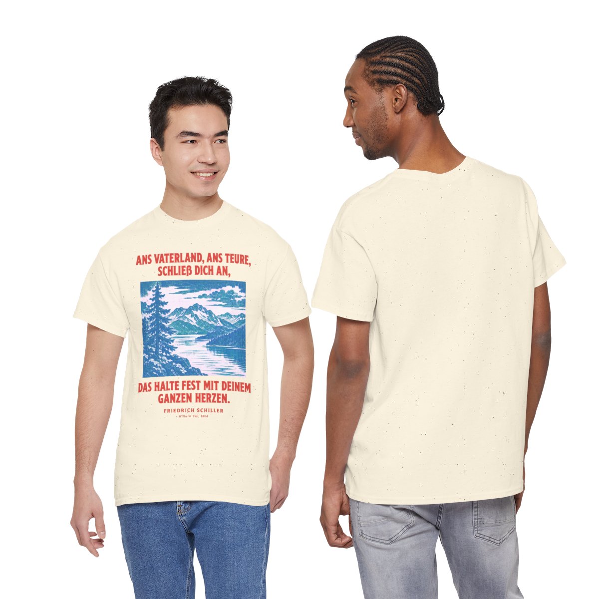 Unisex T-Shirt mit Zitat - Schiller - Ans Vaterland, ans teure, schließ dich an – duo