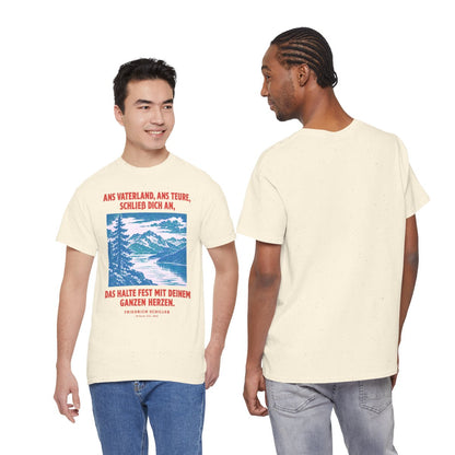 Unisex T-Shirt mit Zitat - Schiller - Ans Vaterland, ans teure, schließ dich an – duo