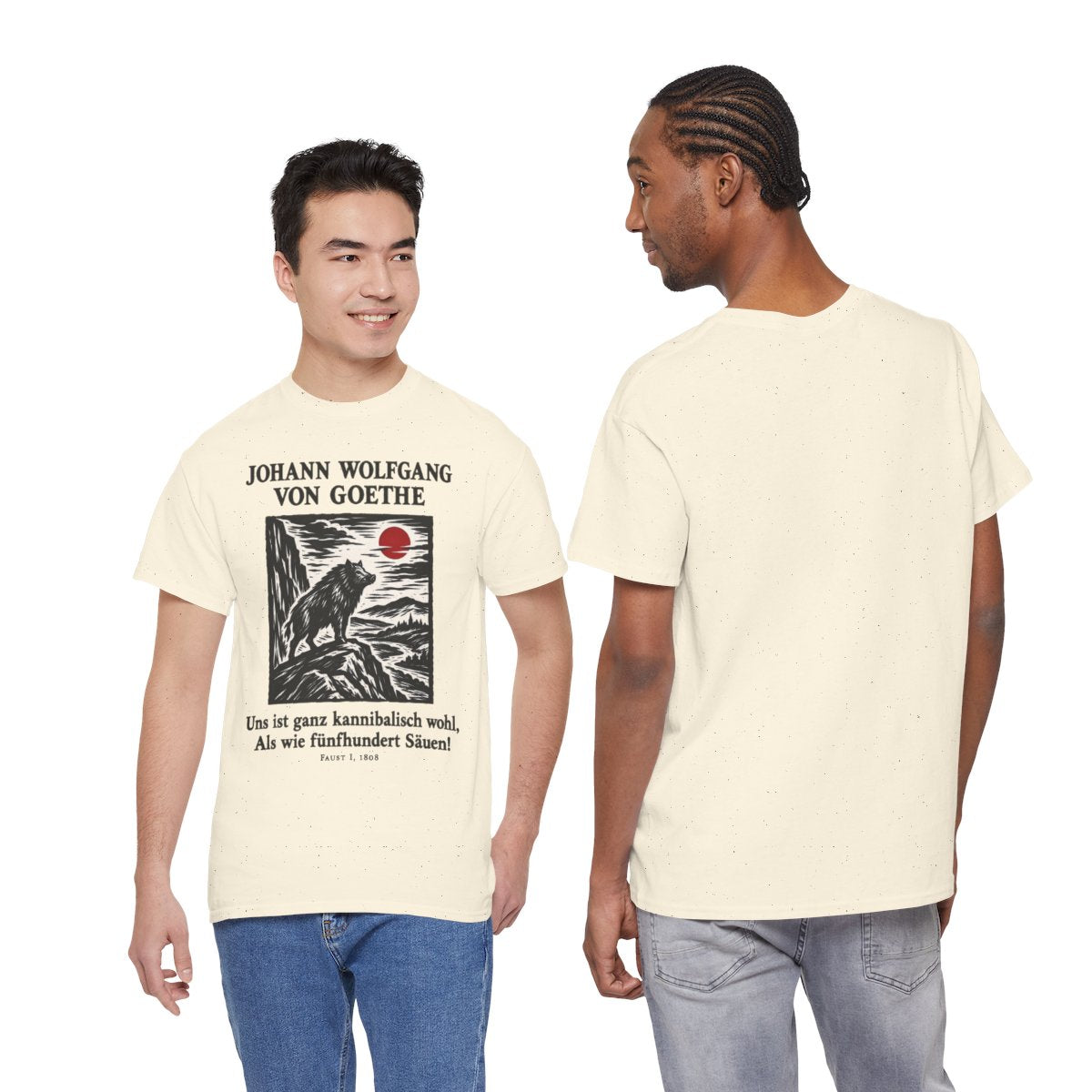 Unisex T-Shirt mit Zitat - Goethe - Uns ist ganz kannibalisch wohl – duo