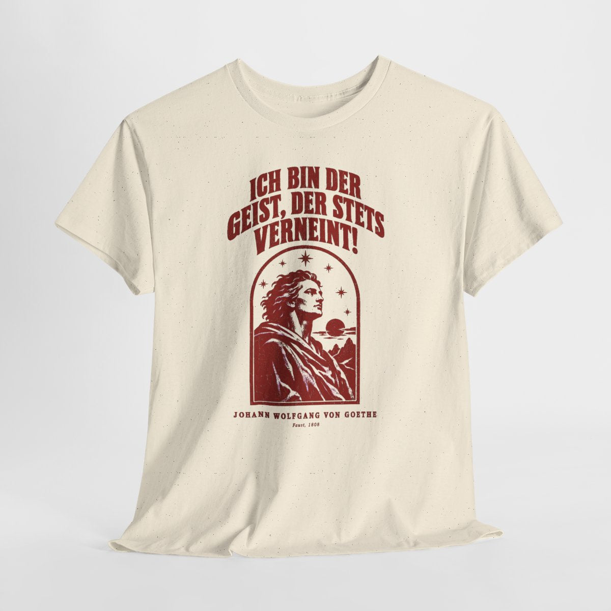Unisex T-Shirt mit Zitat - Goethe - Ich bin der Geist, der stets verneint – hanging-1