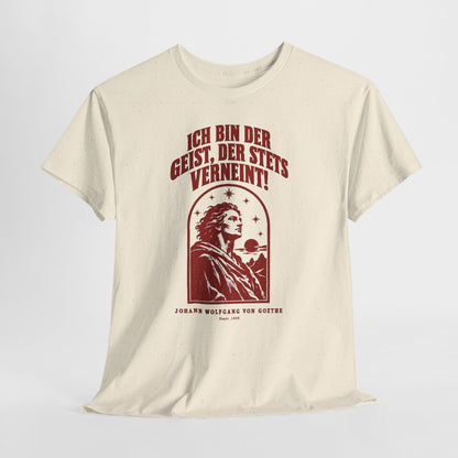 Unisex T-Shirt mit Zitat - Goethe - Ich bin der Geist, der stets verneint – hanging-1