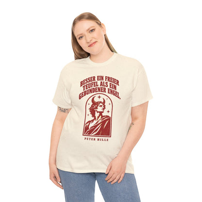 Unisex T-Shirt mit Zitat - Hille - Besser ein freier Teufel Vintage – person-2