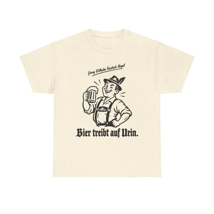 Unisex T-Shirt mit Zitat - Hegel - Bier treibt auf Urin – front