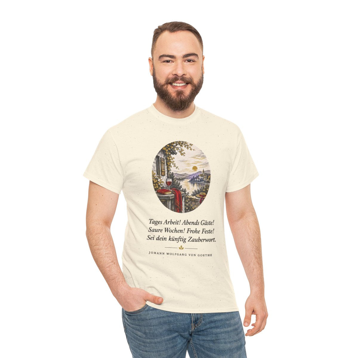 Unisex T-Shirt mit Zitat - Goethe - Tages Arbeit – person-3