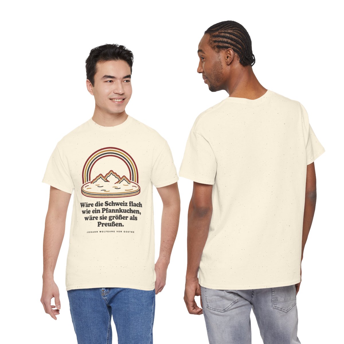 Unisex T-Shirt mit Zitat - Goethe - Schweiz wie ein Pfannkuchen – duo