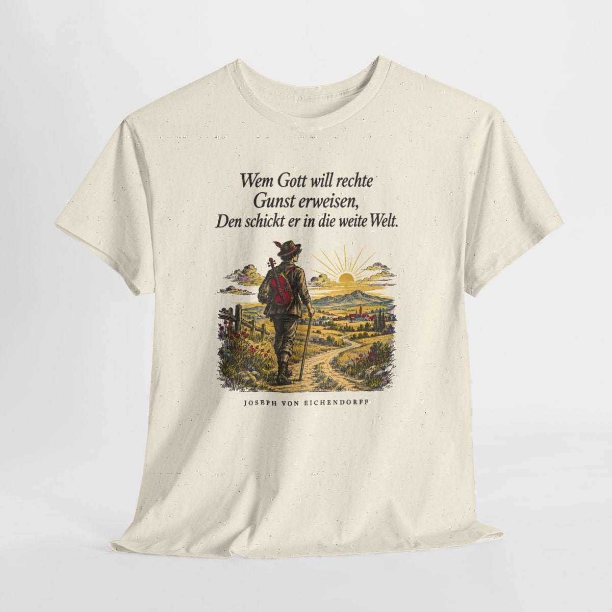 Unisex T-Shirt mit Zitat - Eichendorff - In die weite Welt – hanging-1