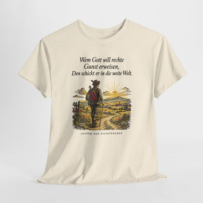 Unisex T-Shirt mit Zitat - Eichendorff - In die weite Welt – hanging-1