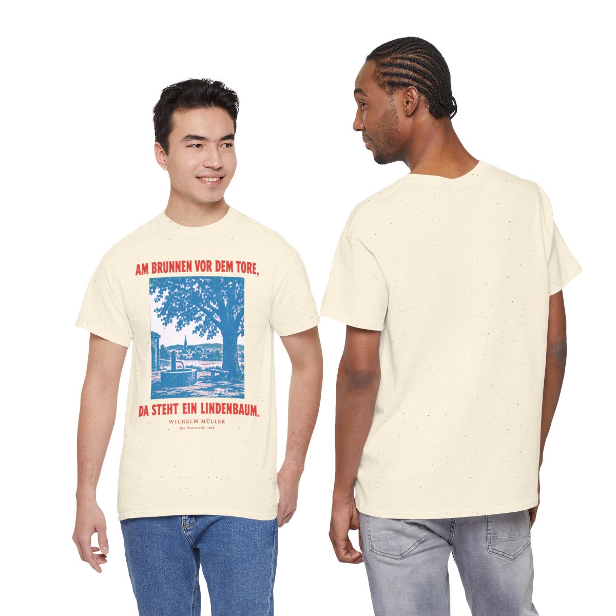 Unisex T-Shirt mit Zitat - Müller - Am Brunnen vor dem Tore Plakat – duo