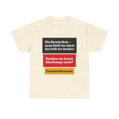 Unisex T-Shirt mit Zitat - Nietzsche - Volk der Denker Balken – front