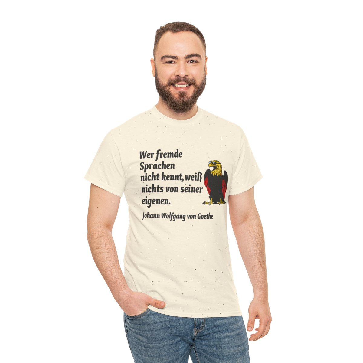 Unisex T-Shirt mit Zitat - Goethe - Fremde Sprachen – person-3