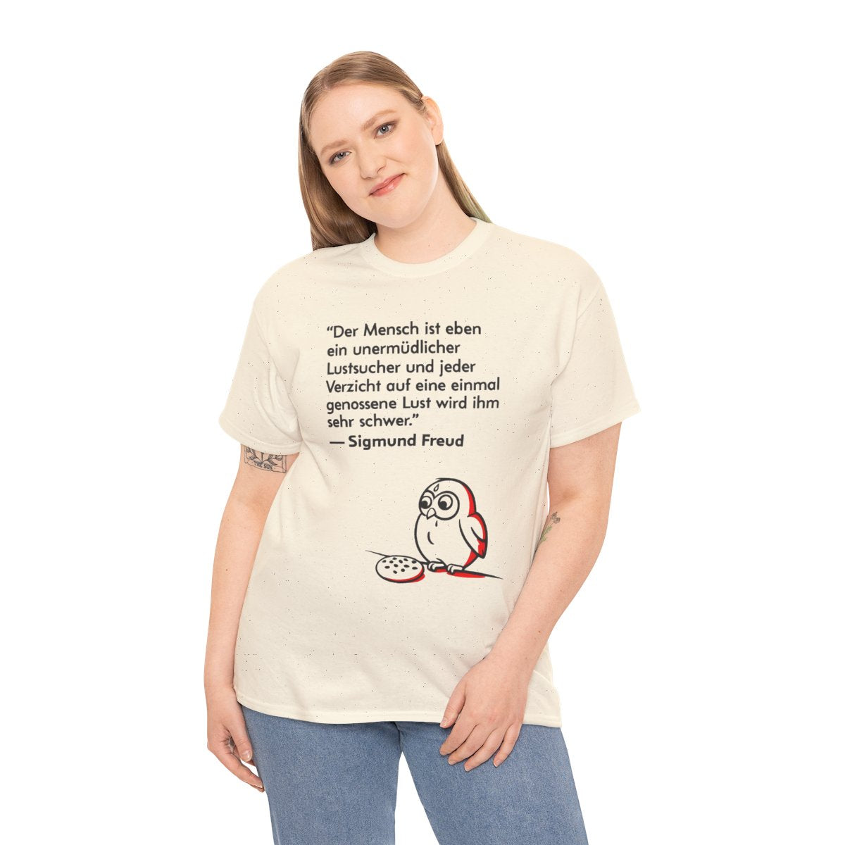 Unisex T-Shirt mit Zitat - Freud - Unermüdlicher Lustsucher – person-2