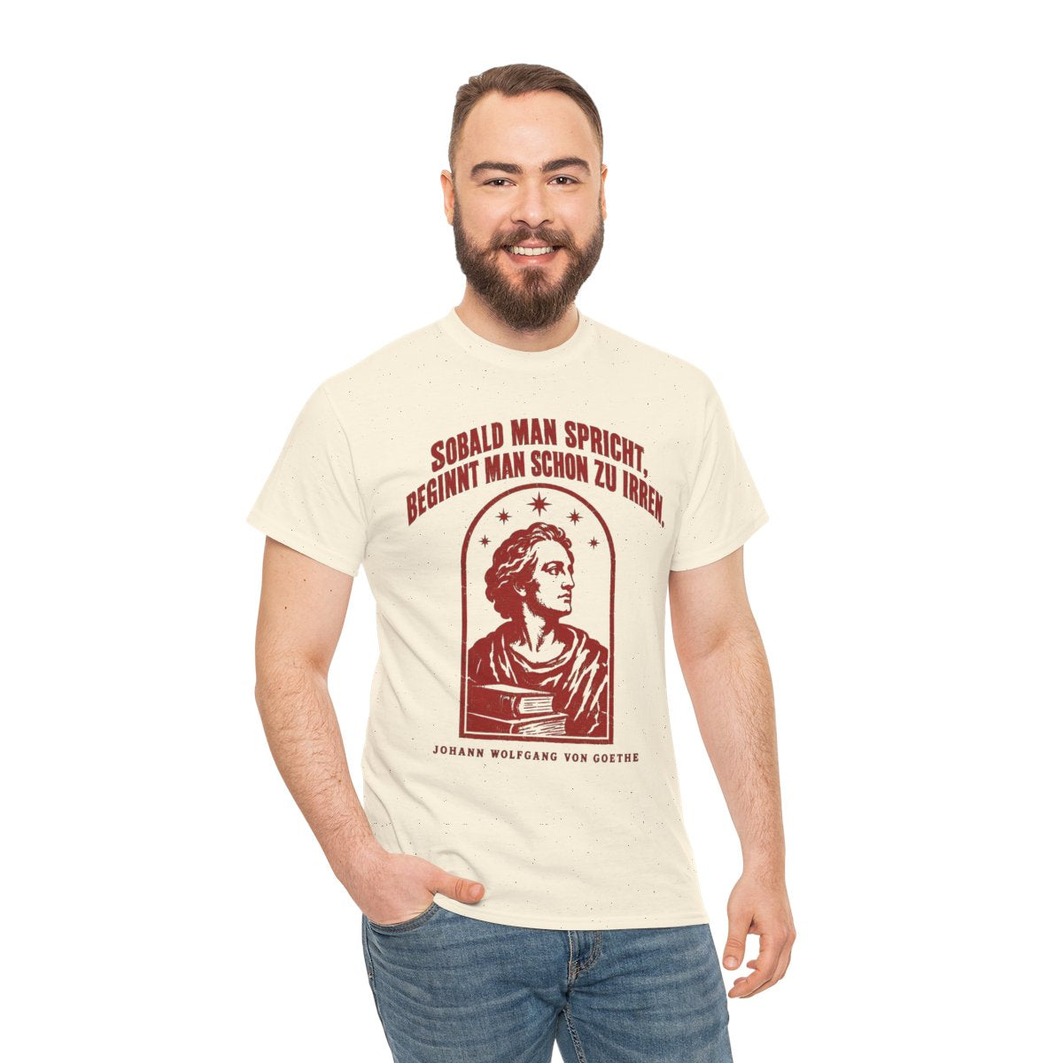 Unisex T-Shirt mit Zitat - Goethe - Sobald man spricht Vintage – person-3