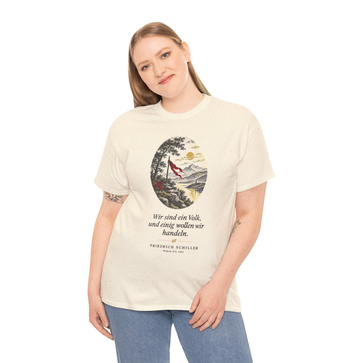 Unisex T-Shirt mit Zitat - Schiller - Wir sind ein Volk Nachtstück – person-2