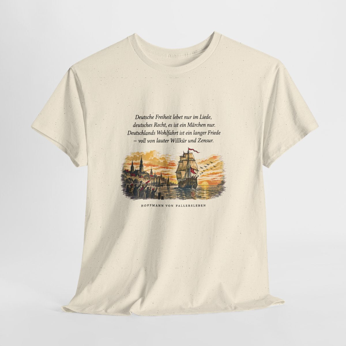 Unisex T-Shirt mit Zitat - Fallersleben - Deutsche Freiheit lebet nur im Liede – hanging-1