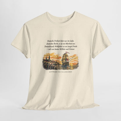 Unisex T-Shirt mit Zitat - Fallersleben - Deutsche Freiheit lebet nur im Liede – hanging-1