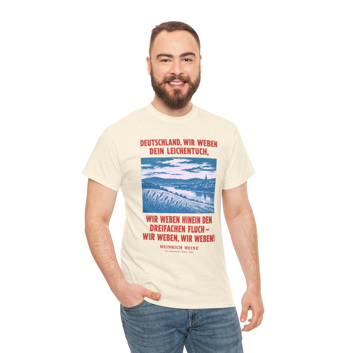 Unisex T-Shirt mit Zitat - Heine - Deutschland, wir weben dein Leichentuch – person-3