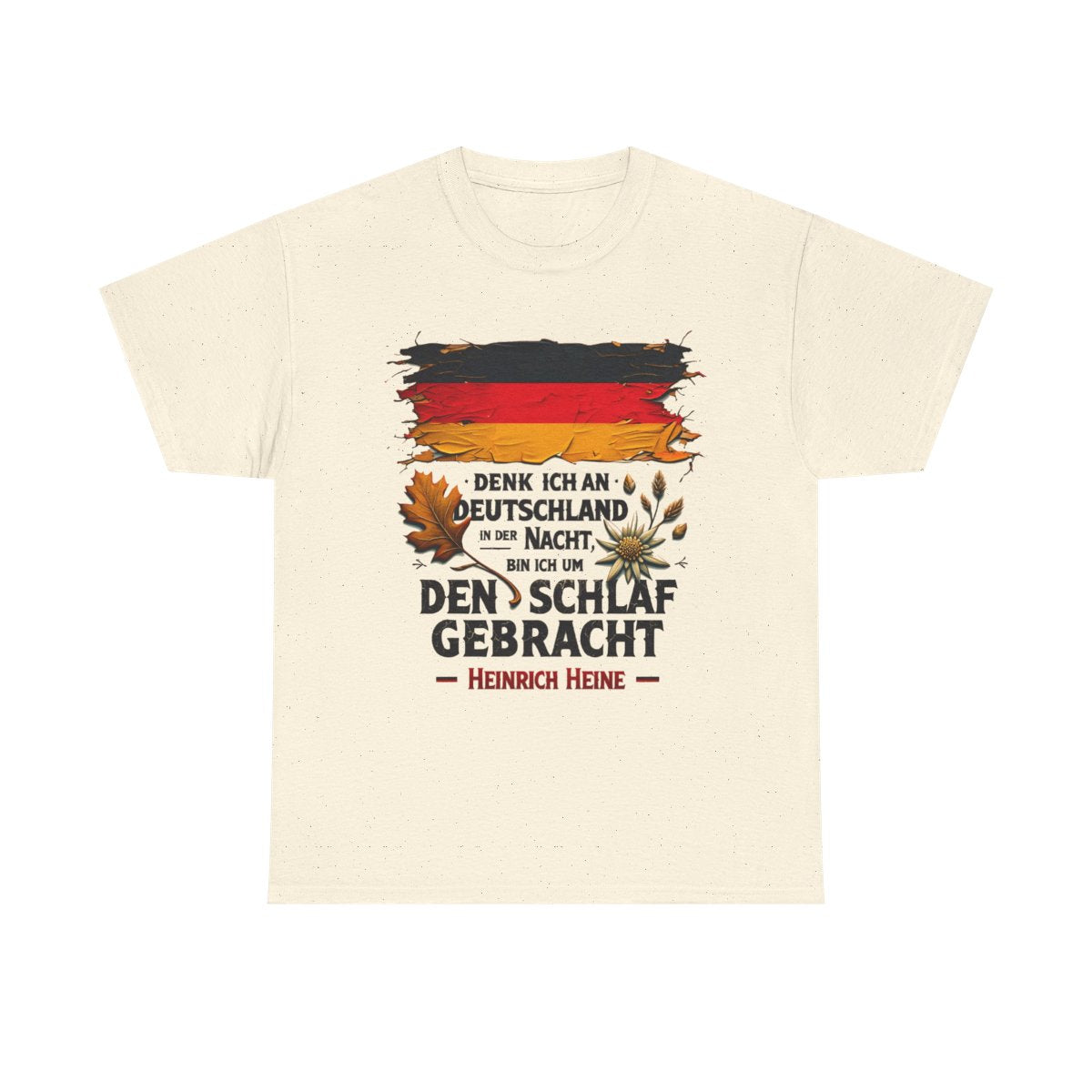 Unisex T-Shirt mit Zitat - Heine - Nachtgedanken Flagge – front