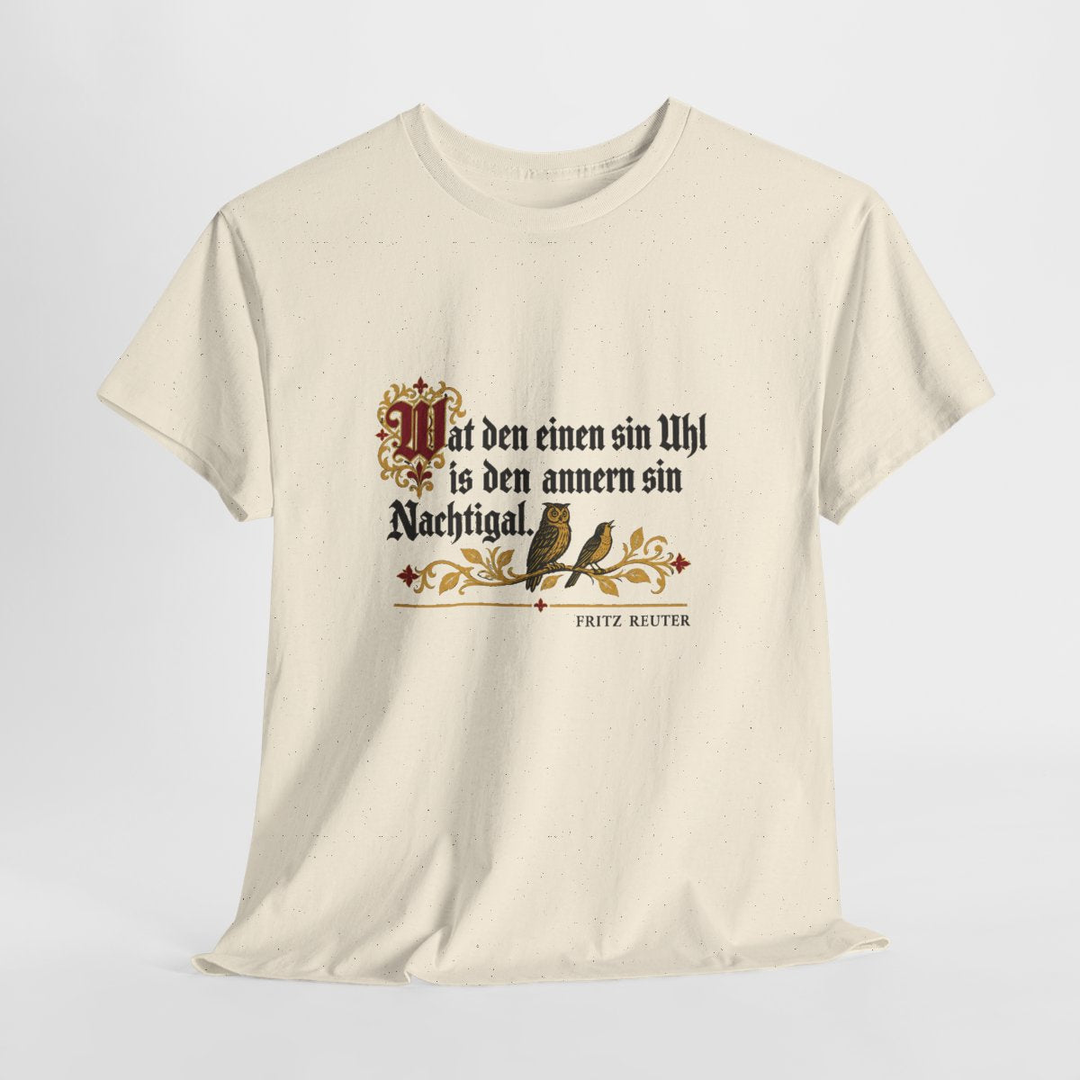 Unisex T-Shirt mit Zitat - Reuter - Uhl und Nachtigal – hanging-1
