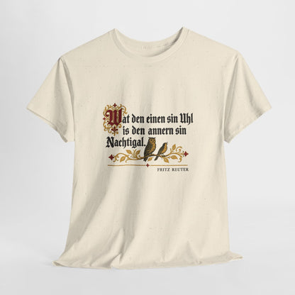 Unisex T-Shirt mit Zitat - Reuter - Uhl und Nachtigal – hanging-1