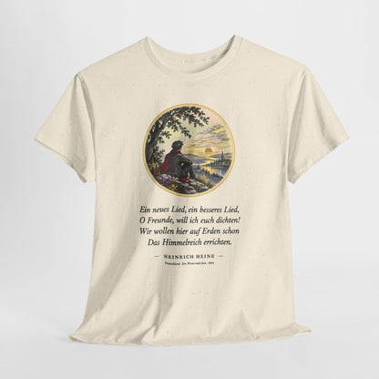 Unisex T-Shirt mit Zitat - Heine - Ein neues Lied, ein besseres Lied – hanging-1