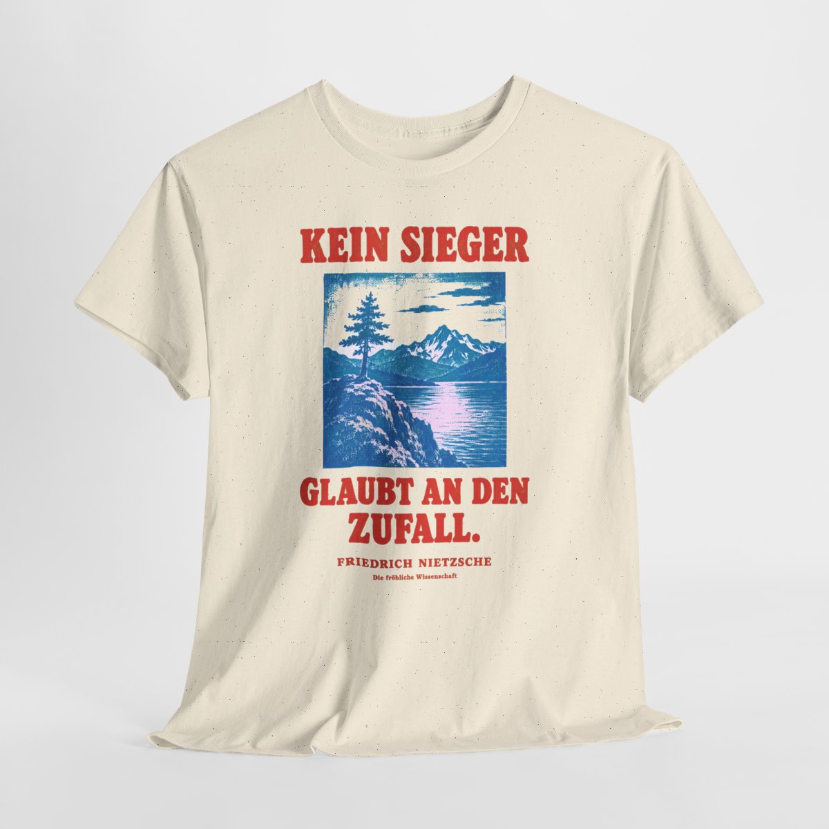 Unisex T-Shirt mit Zitat - Nietzsche - Kein Sieger glaubt an den Zufall – hanging-1