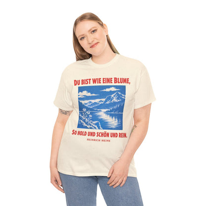 Unisex T-Shirt mit Zitat - Heine - Du bist wie eine Blume Plakat – person-2