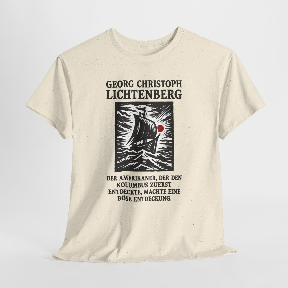 Unisex T-Shirt mit Zitat - Lichtenberg - Der Amerikaner – hanging-1
