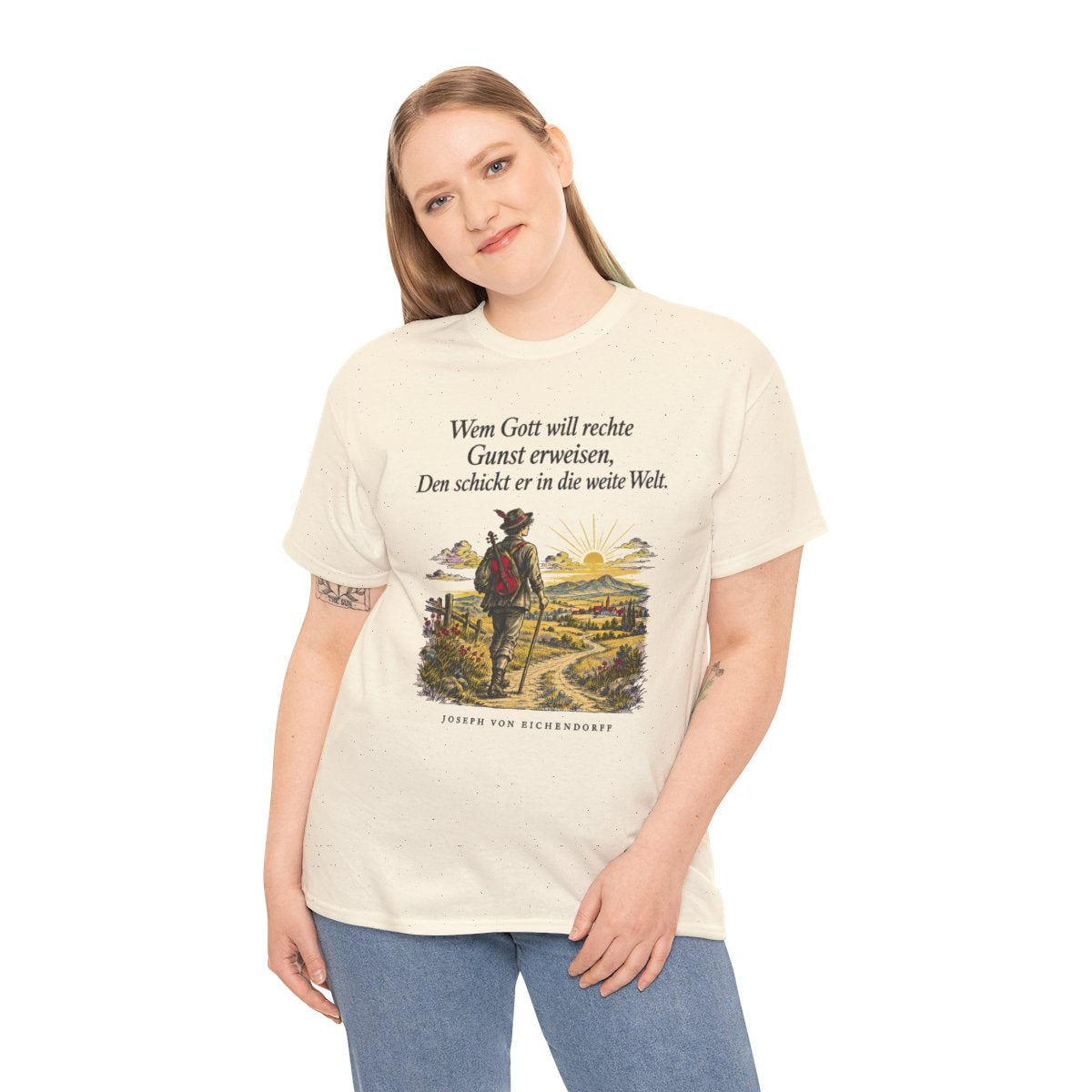Unisex T-Shirt mit Zitat - Eichendorff - In die weite Welt – person-2