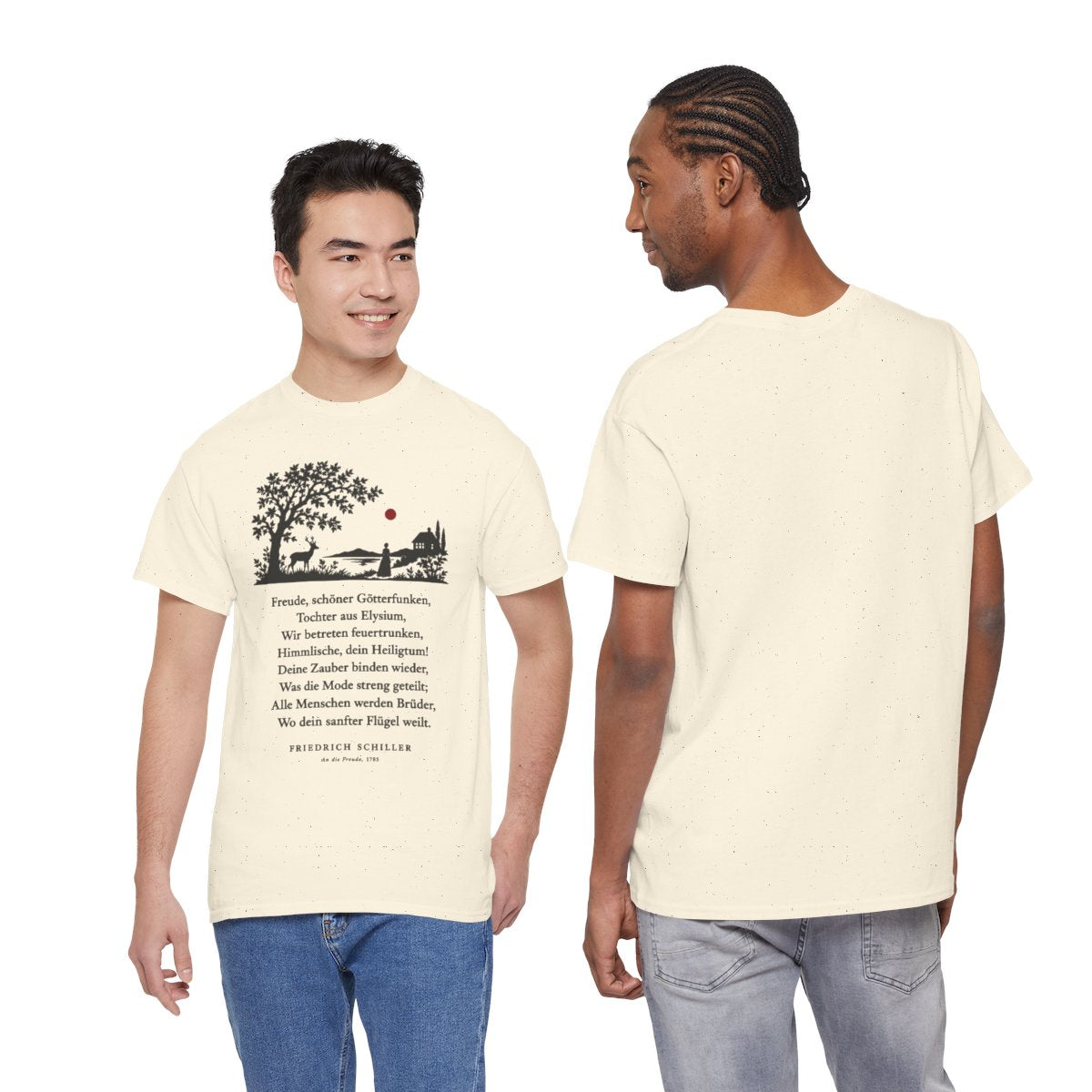 Unisex T-Shirt mit Zitat - Schiller - Freude, schöner Götterfunken Scherenschnitt – duo