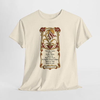 Unisex T-Shirt mit Zitat - Goethe - Über allen Gipfeln Jugendstil – hanging-1