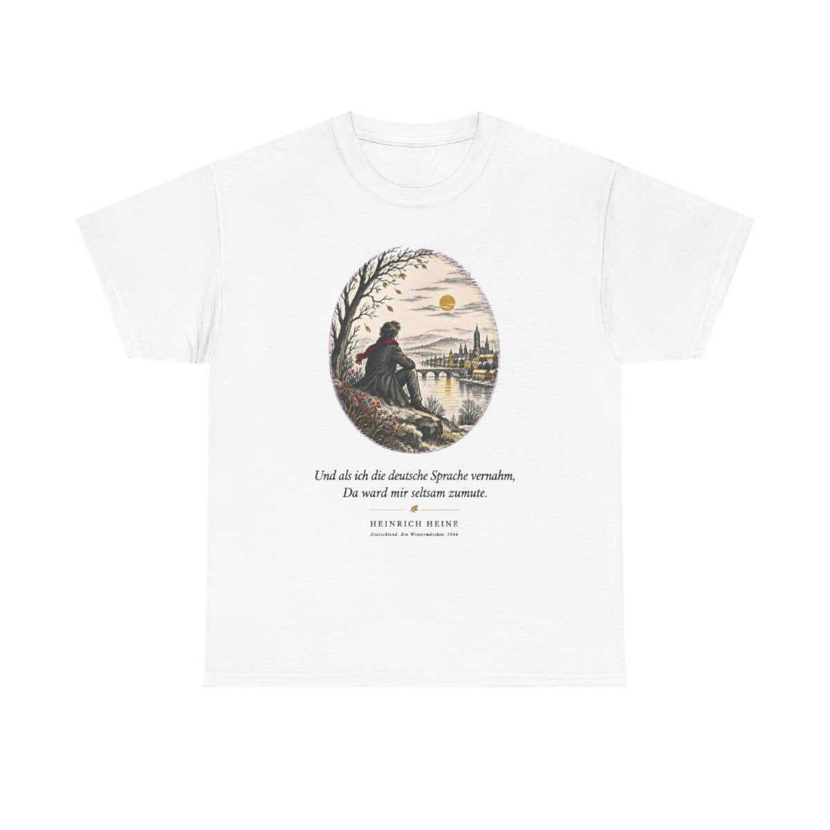 Unisex T-Shirt mit Zitat - Heine - Und als ich die deutsche Sprache vernahm Nachtstück – front