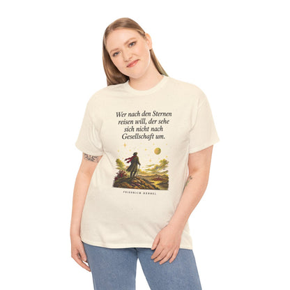 Unisex T-Shirt mit Zitat - Hebbel - Nach den Sternen reisen – person-2