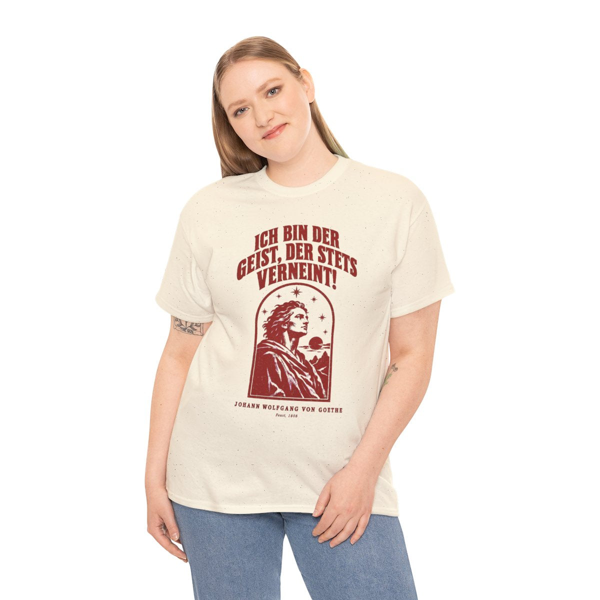 Unisex T-Shirt mit Zitat - Goethe - Ich bin der Geist, der stets verneint – person-2