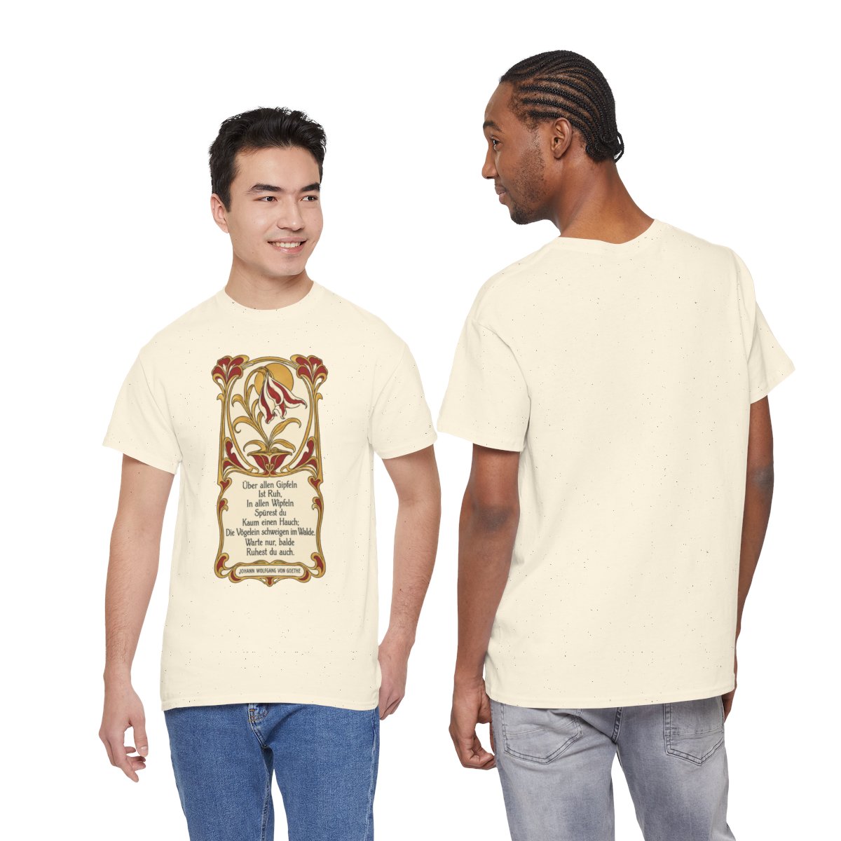 Unisex T-Shirt mit Zitat - Goethe - Über allen Gipfeln Jugendstil – duo