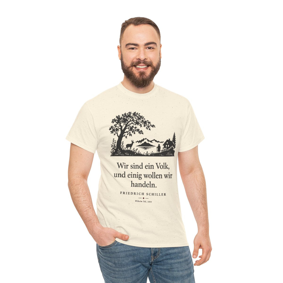 Unisex T-Shirt mit Zitat - Schiller - Wir sind ein Volk Scherenschnitt – person-3